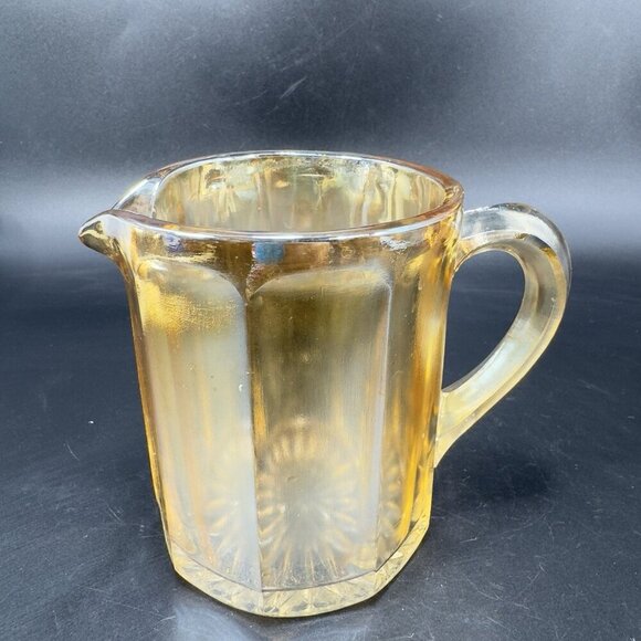 Vintage Carnival Glass Small Pitcher Creamer Jug Shiny Finish Glass Pitcher VTG - Picture 10 of 11
